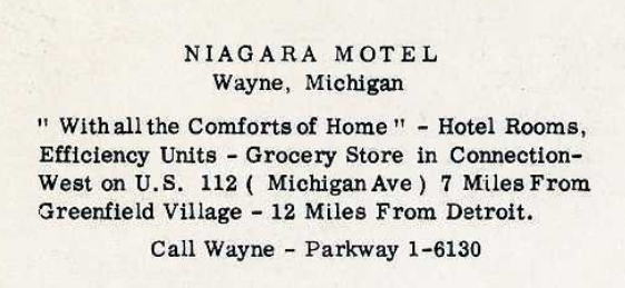 Niagara Motel (Parklane Motel) - Old Postcard View